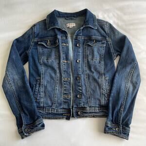 Merona Womens Jean Jacket Dark Wash Denim Relaxed Casual Fit Pockets Size XS